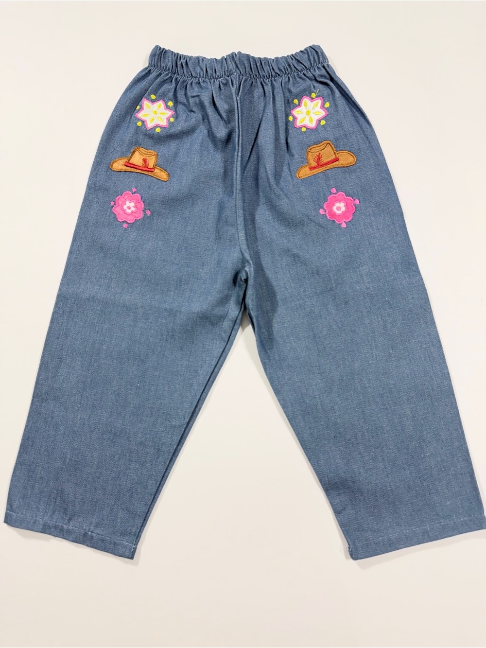 VTG 80s Cuties By Judy Baby Pants 18M Denim Chambray Cowboy Hat Western Kidcore